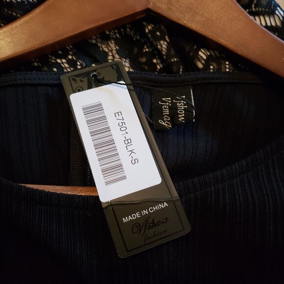 NEW! VFShow Lace Midi Dress Sleeveless Lace Midi Date Party Black Tie Waist - S - Picture 4 of 11